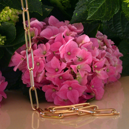 Gold Pur: Auffallende Paperclip Halskette / Collier in Gelbgold 585