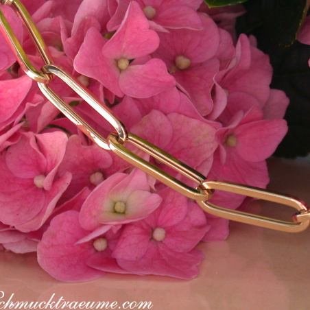 Gold Pur: Auffallende Paperclip Halskette / Collier in Gelbgold 585