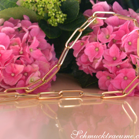 Gold Pur: Auffallende Paperclip Halskette / Collier in Gelbgold 585