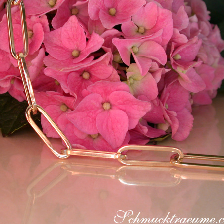 Gold Pur: Auffallende Paperclip Halskette / Collier in Gelbgold 585