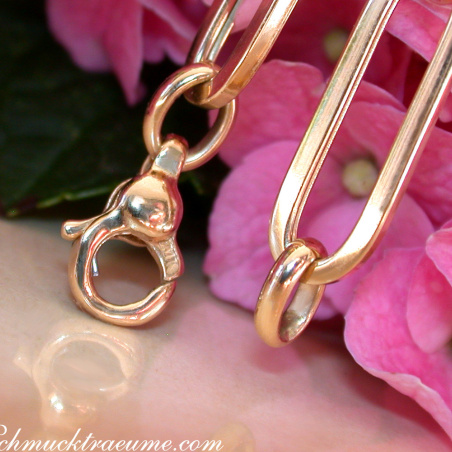 Gold Pur: Auffallende Paperclip Halskette / Collier in Gelbgold 585
