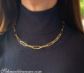 Gold Pur: Auffallende Paperclip Halskette / Collier in Gelbgold 585