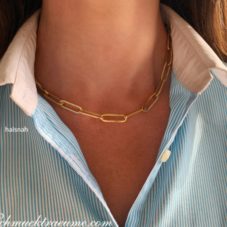 Paperclip Halskette / Collier in Gelbgold 585