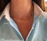 Gold Pur: Auffallende Paperclip Halskette / Collier in Gelbgold 585