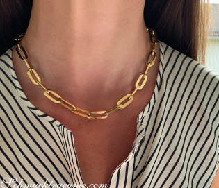 Gold Pur: Extra stattliche Paperclip Halskette in Gelbgold 585