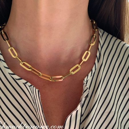 Gold Pur: Extra stattliche Paperclip Halskette in Gelbgold 585