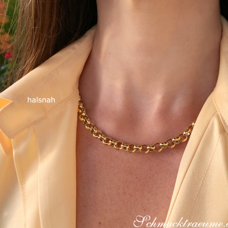 Breite Erbs Kette / Collier in Gelbgold 585