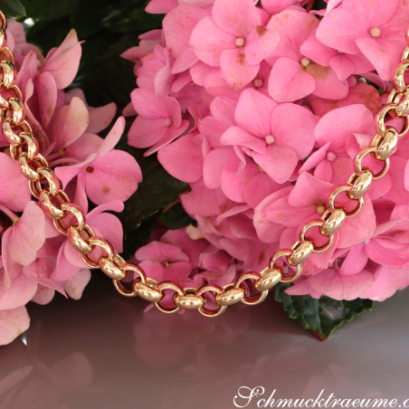 Breite Erbs Kette / Collier in Gelbgold 585