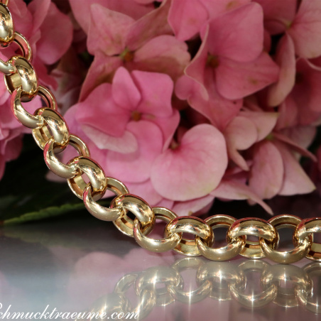 Breite Erbs Kette / Collier in Gelbgold 585