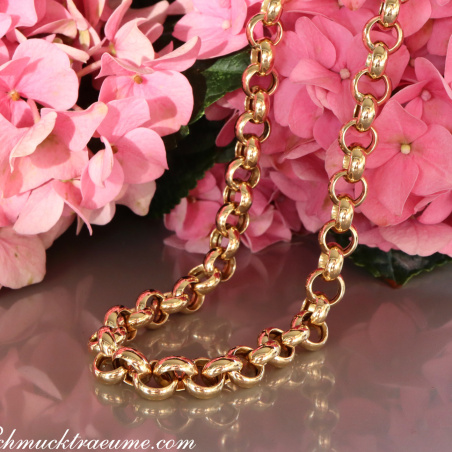 Breite Erbs Kette / Collier in Gelbgold 585