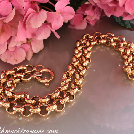 Breite Erbs Kette / Collier in Gelbgold 585