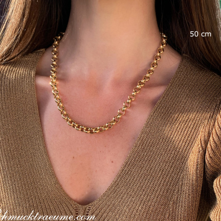 Breite Erbs Kette / Collier in Gelbgold 585