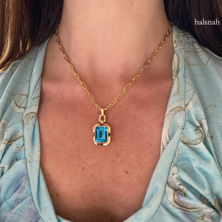 Außergewöhnliches Blautopas Collier (14,25 ct.) | SCHMUCKTRÄUME.COM