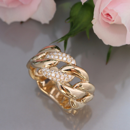 Auffallender Panzer Ketten Ring mit Brillanten