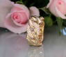Auffallender Panzer Ketten Ring mit Brillanten in Gelbgold 585