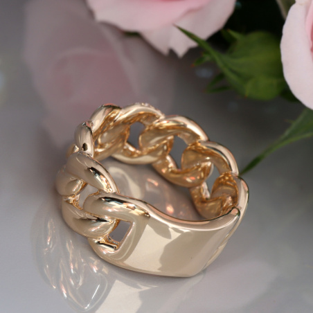 Auffallender Panzer Ketten Ring mit Brillanten