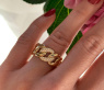 Auffallender Panzer Ketten Ring mit Brillanten