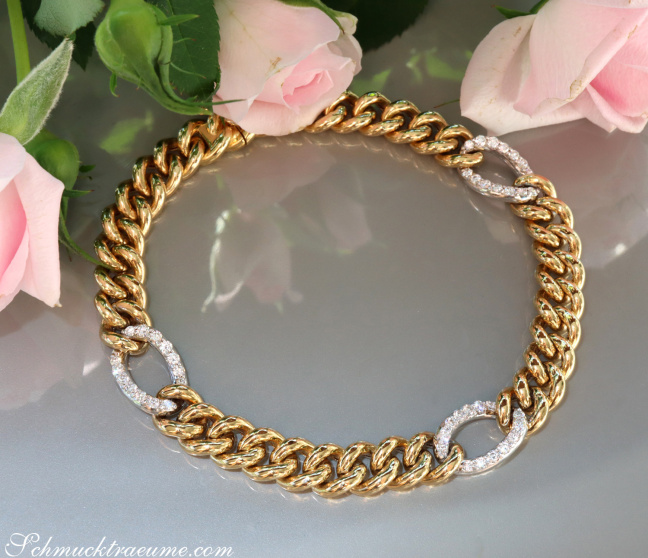 Panzer Armband mit Brillanten in Gelbgold 750 Damen