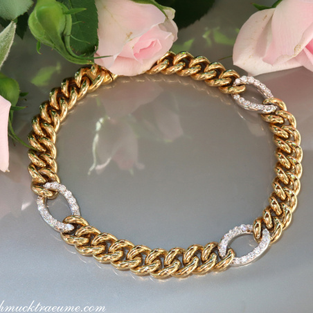 Panzer Armband mit Brillanten in Gelbgold 750 Damen