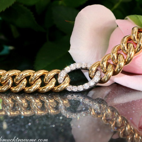 Panzer Armband mit Brillanten in Gelbgold 750 Damen