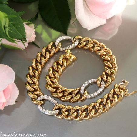 Panzer Armband mit Brillanten in Gelbgold 750 Damen