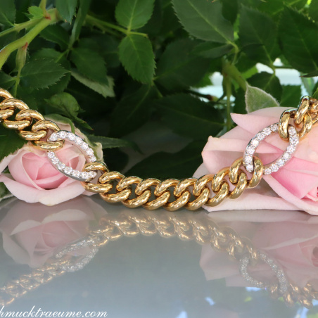 Panzer Armband mit Brillanten in Gelbgold 750 Damen