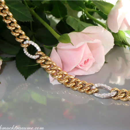 Panzer Armband mit Brillanten in Gelbgold 750 Damen