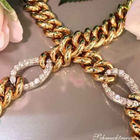 Panzer Armband mit Brillanten in Gelbgold 750 Damen