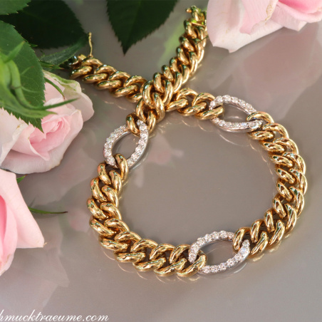 Panzer Armband mit Brillanten in Gelbgold 750 Damen