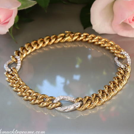 Panzer Armband mit Brillanten in Gelbgold 750 Damen