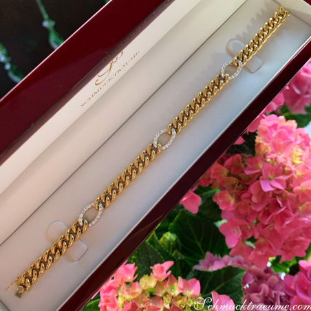 Panzer Armband mit Brillanten in Gelbgold 750 Damen