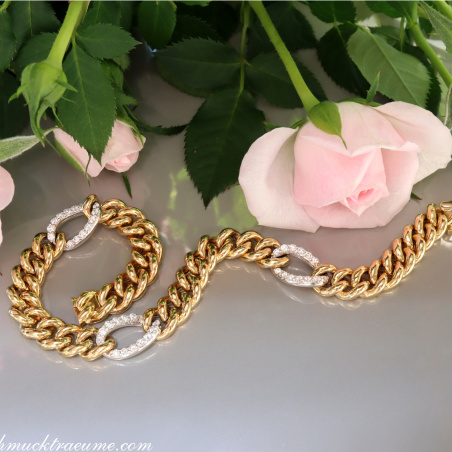 Panzer Armband mit Brillanten in Gelbgold 750 Damen