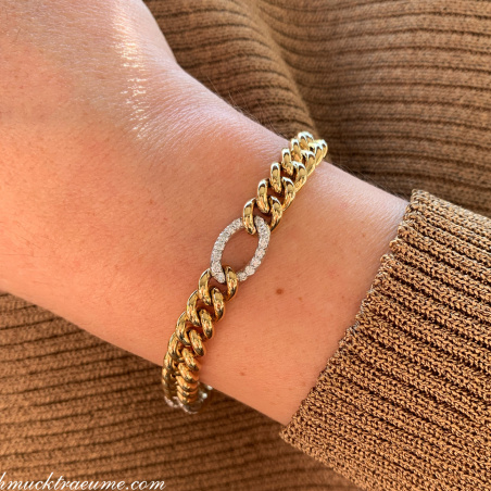 Panzer Armband mit Brillanten in Gelbgold 750 Damen