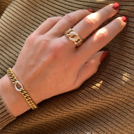 Panzer Armband mit Brillanten in Gelbgold 750 Damen