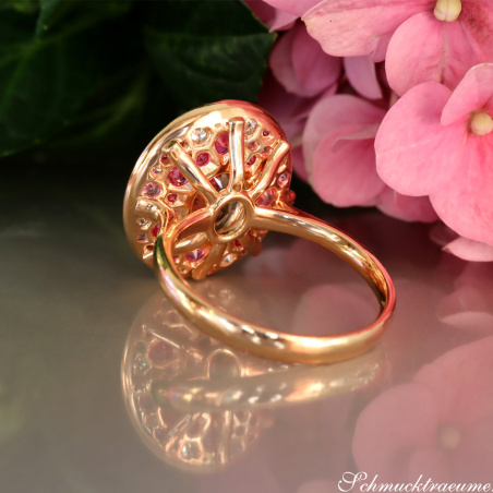 Fabelhafter Morganit Ring mit Pink Saphir und Brillanten