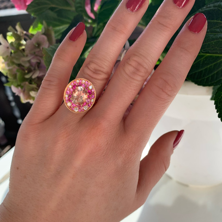 Fabelhafter Morganit Ring mit Pink Saphir und Brillanten