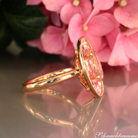 Fabelhafter Morganit Ring mit Pink Saphir und Brillanten