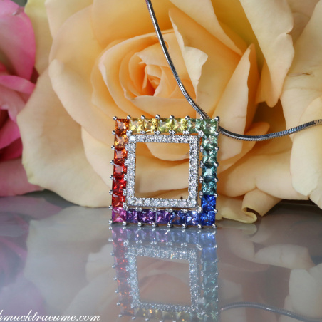 Regenbogen Saphir Anhänger mit Brillanten