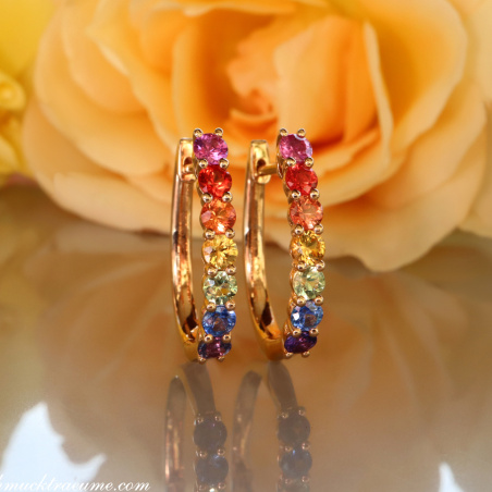 Regenbogen Saphir Ohrringe / Creolen