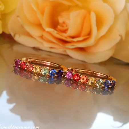 Regenbogen Saphir Ohrringe / Creolen