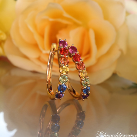 Regenbogen Saphir Ohrringe / Creolen