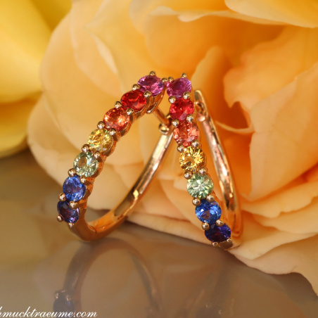 Regenbogen Saphir Ohrringe / Creolen