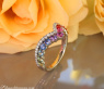 Raffinierter Regenbogen Saphir Ring mit Brillanten