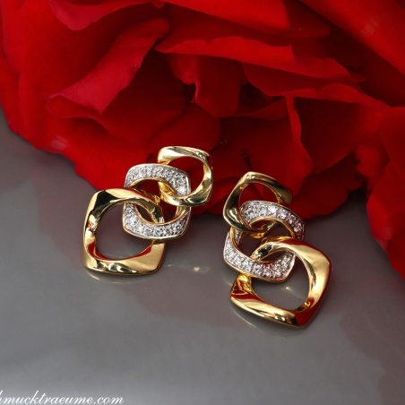 Brillanten Ohrringe im Glieder Design Gelbgold 750
