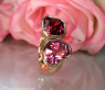 Prächtiger "Toi et Moi" Ring mit Pink Turmalin und Rhodolith