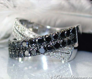 Sleek Black & White Diamond Ring