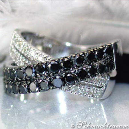 Sleek Black & White Diamond Ring