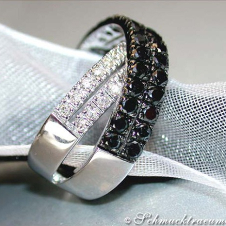Sleek Black & White Diamond Ring