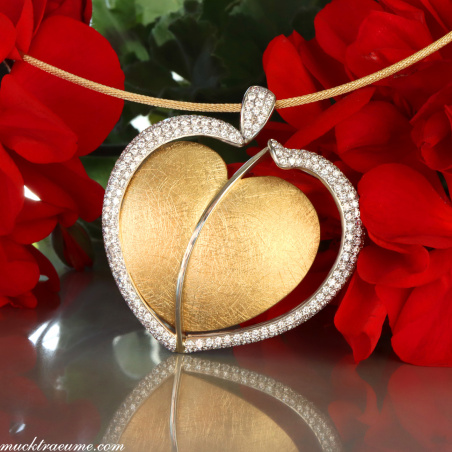 Prachtvolles Herz Collier mit Brillanten „Golden Sparkle“