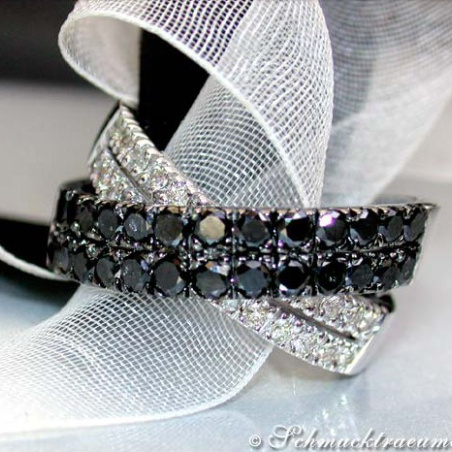 Sleek Black & White Diamond Ring